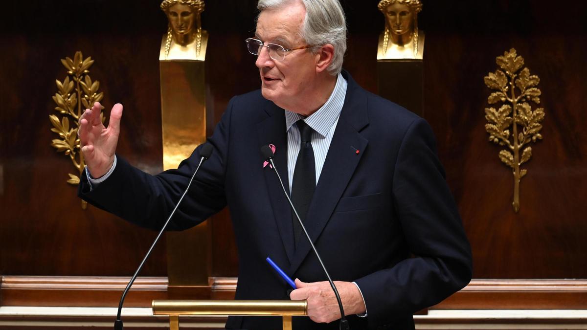 El primer ministro francés, Michel Barnier, durante la presentación de su programa de gobierno en la Asamblea Nacional, este martes.