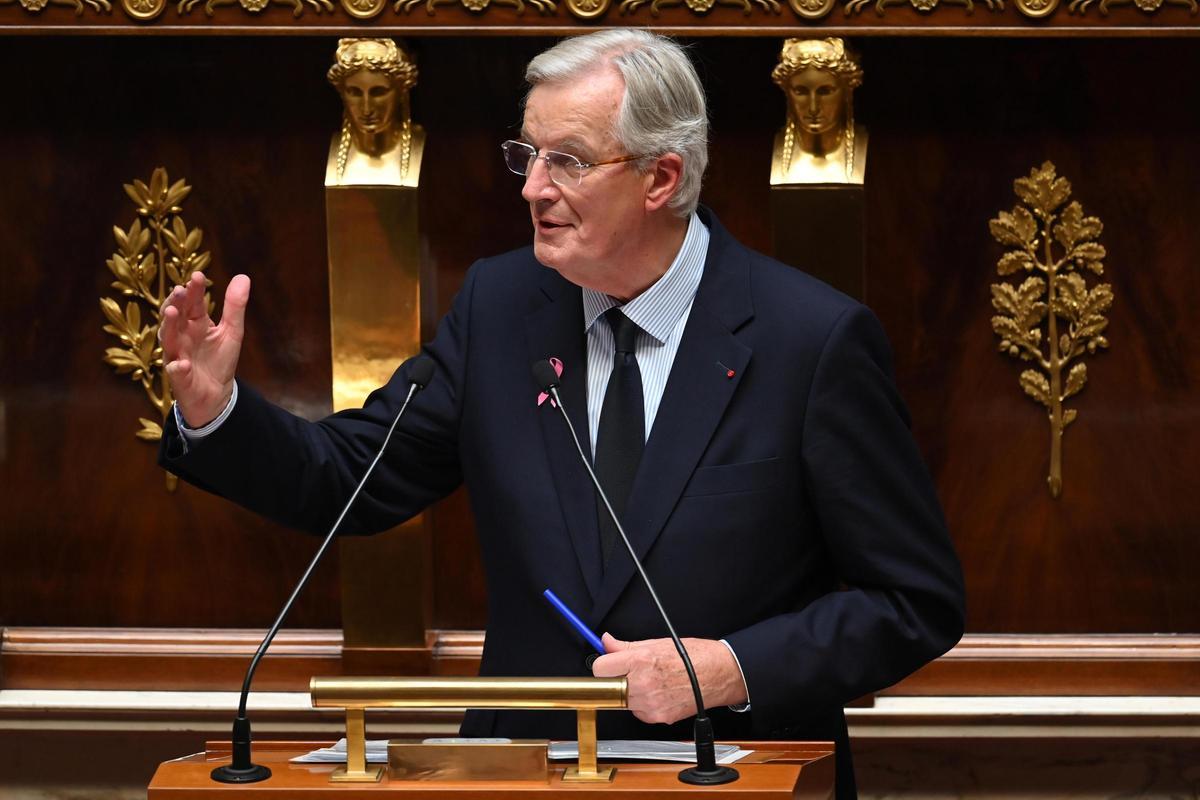 El primer ministro francés, Michel Barnier, durante la presentación de su programa de gobierno en la Asamblea Nacional, este martes.