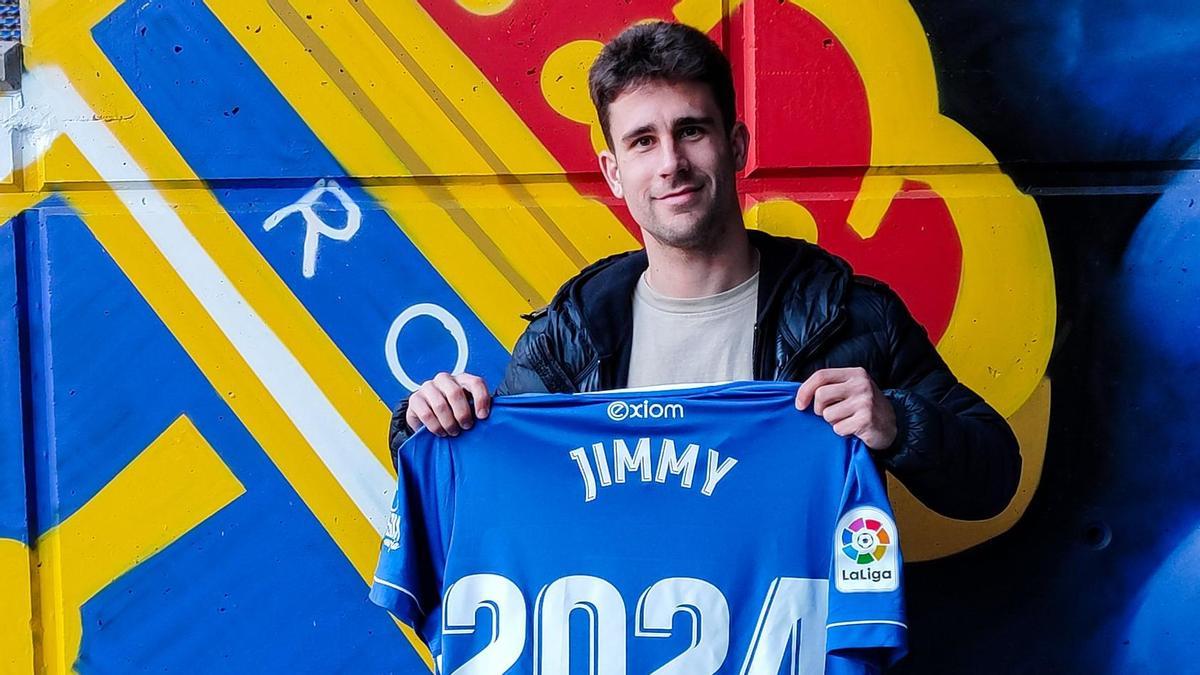 Jimmy, con la camiseta del Oviedo