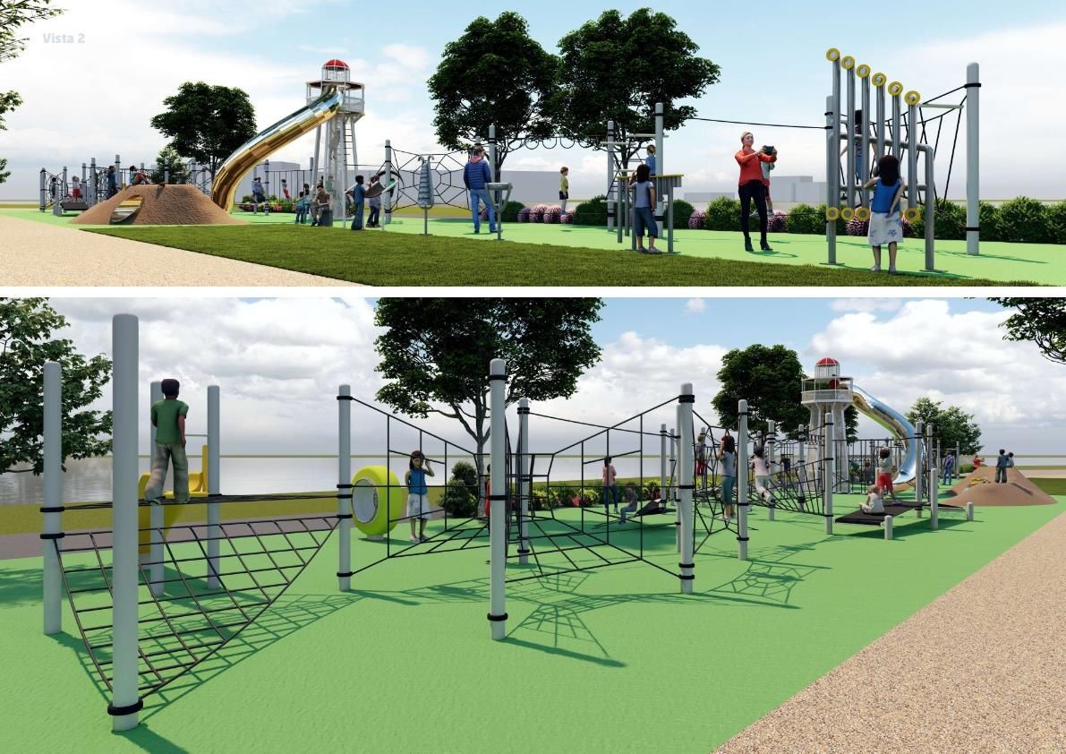 Recreación de la reforma del parque infantil de A Ramallosa.