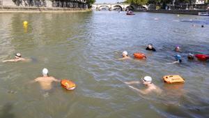 Paris Mayor Anne Hidalgo swims in the Seine river ahead Paris 2024 Olympic Games