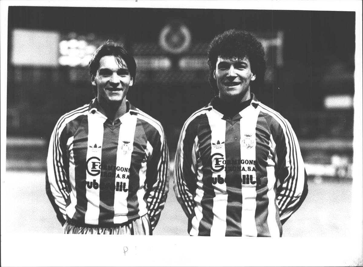 Oliveras, amb Joan Carrillo, fitxatges del Girona el 1990