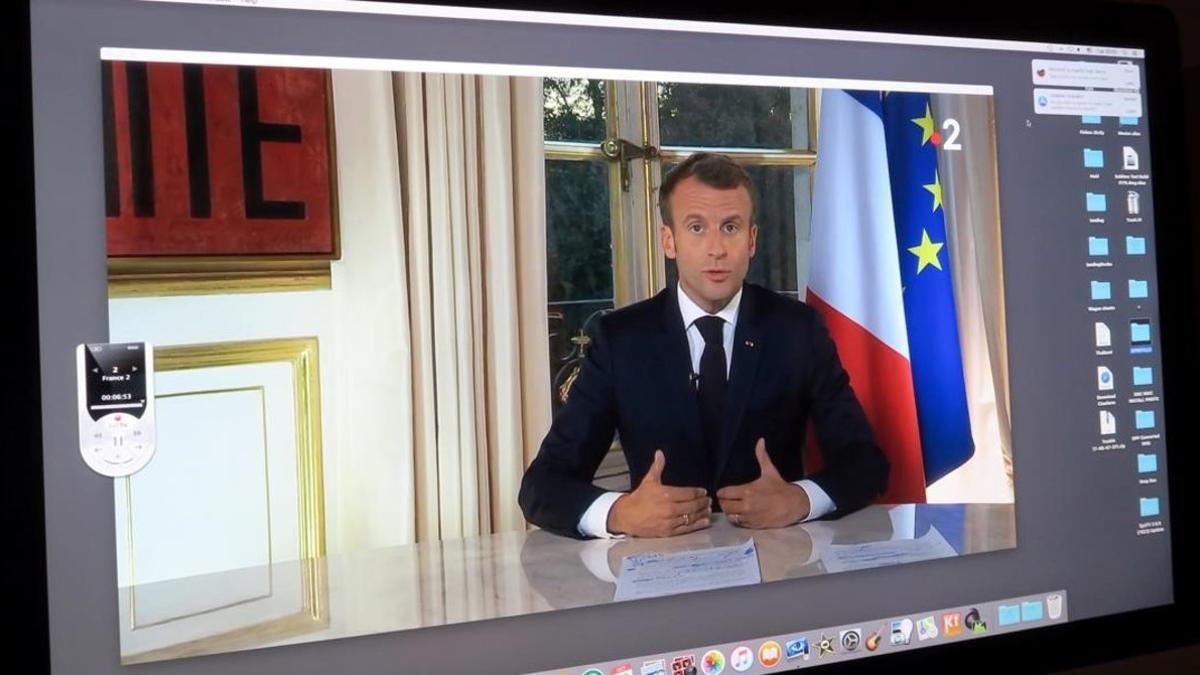 Emmaneul Macron, durante su mensaje pregrabado.