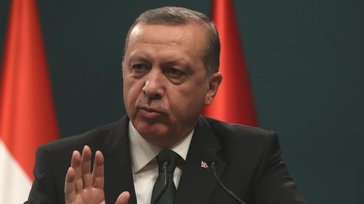 Erdogan, durante una rueda de prensa conjunta con su homólogo húngaro, en Ankara.