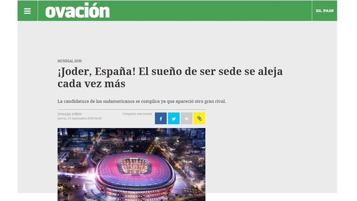 El diario 'Ovación Digital' molesta con España por su candidatura mundialista