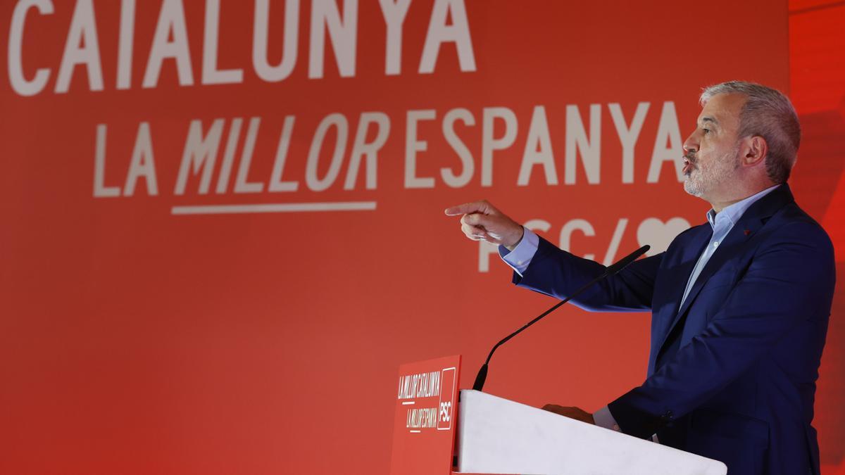 El alcalde de Barcelona, Jaume Collboni, en el mitin de precampaña del PSC de cara a las elecciones generales del 23J.