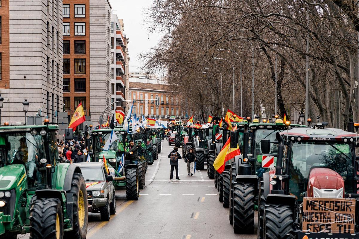 Participantes en la tractorada de este miércoles en Madrid.