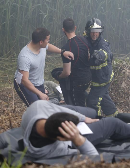 Doble simulacro de emergencias en Asturias: un accidente de avión y un gran incendio forestal