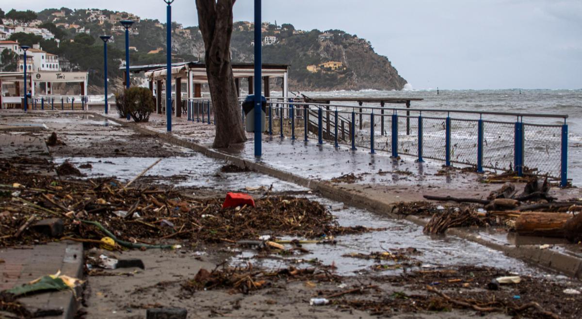 La borrasca Bella provoca grandes destrozos en el Port d'Andratx