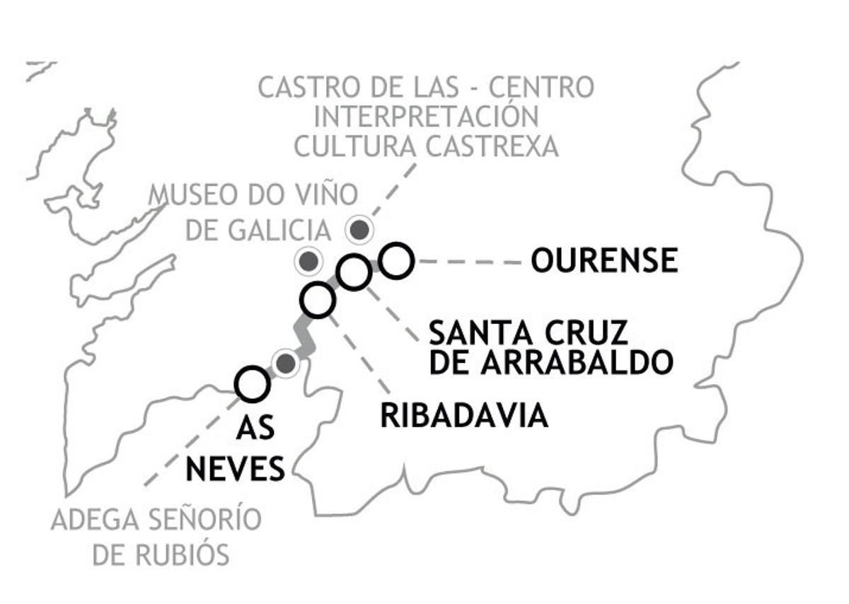 Mapa Ruta de los vinos de O Ribeiro-Rías Baixas