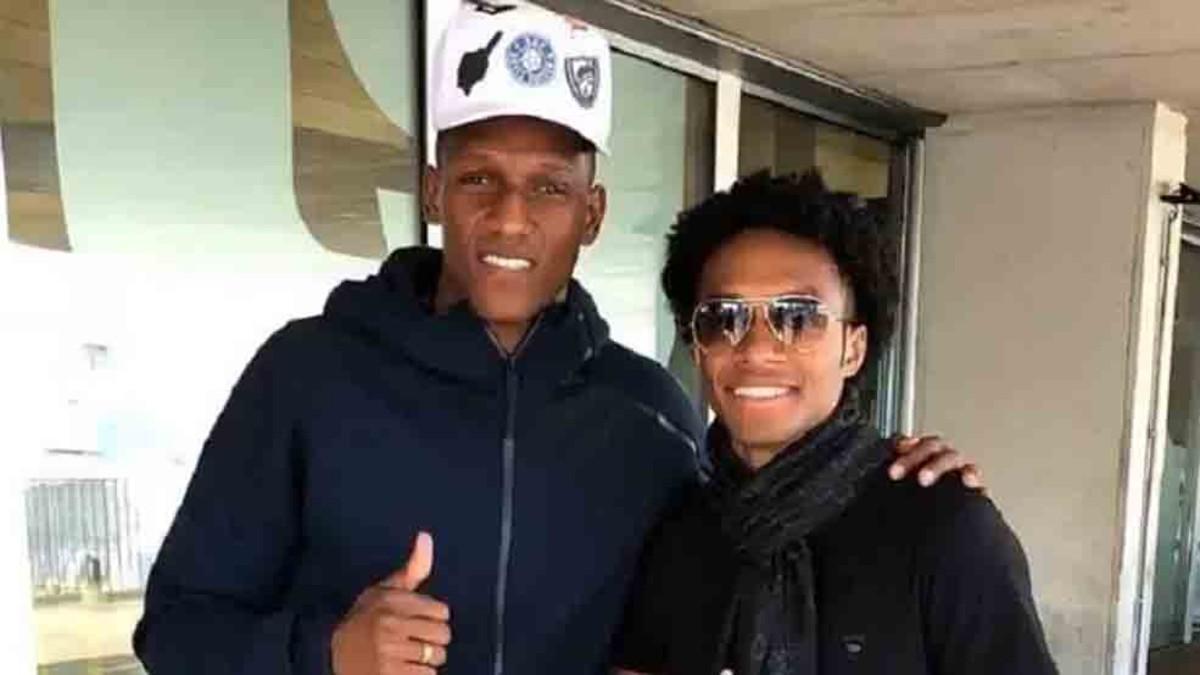 Yerry Mina, junto a Guillermo Cuadrado