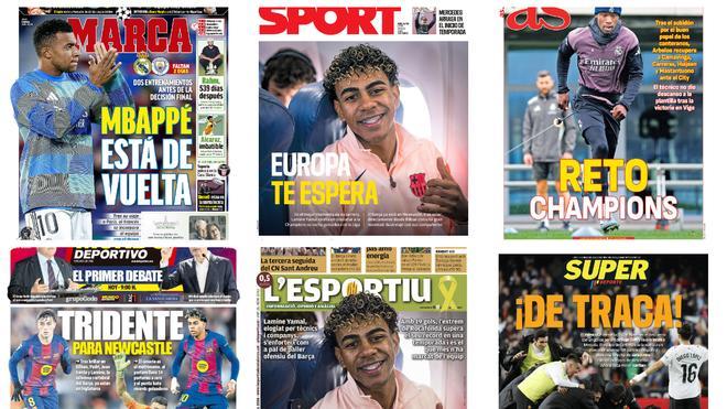 Lamine Yamal, Mbappé y una espectacular remontada, protagonistas en las portadas