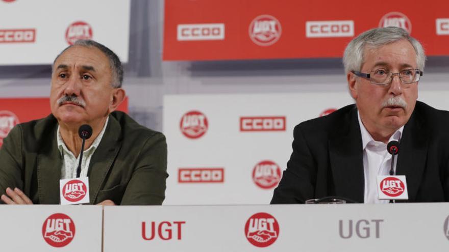 Los líderes de CCOO, Fernández Toxo, y de UGT, Pepe Álvarez.