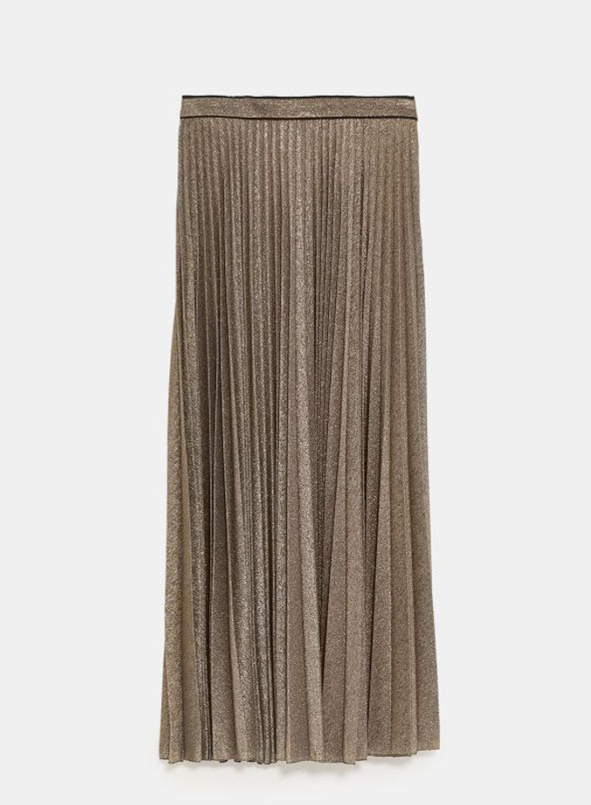 Falda de hilo metalizado de Zara