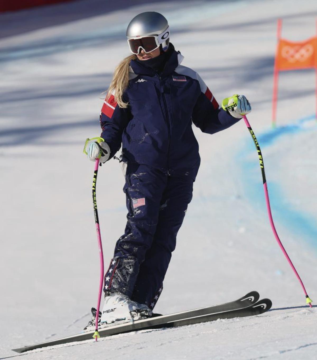 Vonn, ayer, durante el calentamiento. | AP