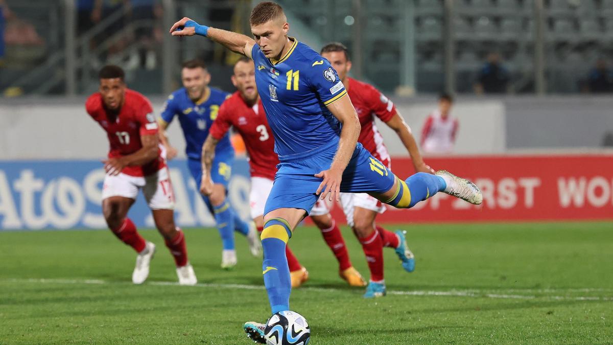 Dovbyk va marcar un gol de penal contra Malta dimarts