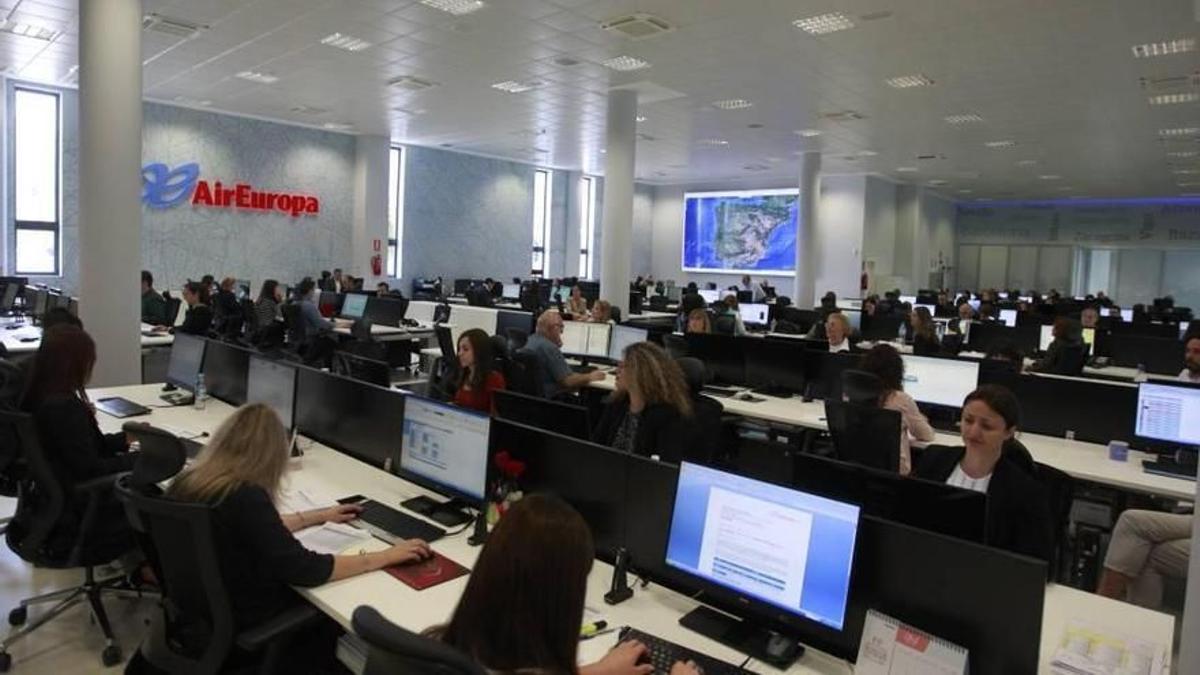 Imagen de abril de 2015 del centro de control de Air Europa en su sede de Llucmajor, en Mallorca.