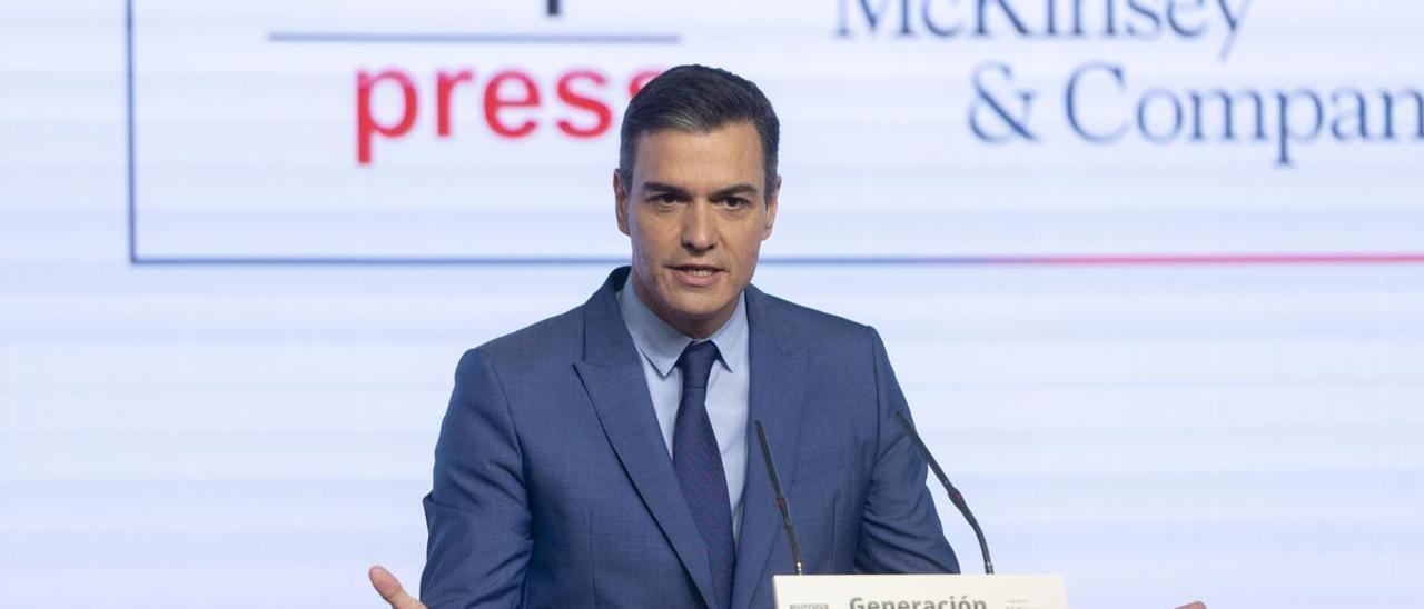 El presidente del Gobierno de España, Pedro Sánchez, ayer durante el acto en que dio a conocer las medidas.