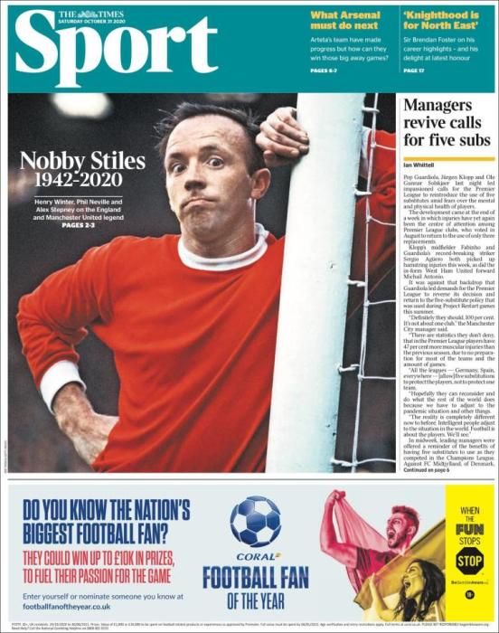 Portada THE TIMES SPORT sábado 31 octubre 2020