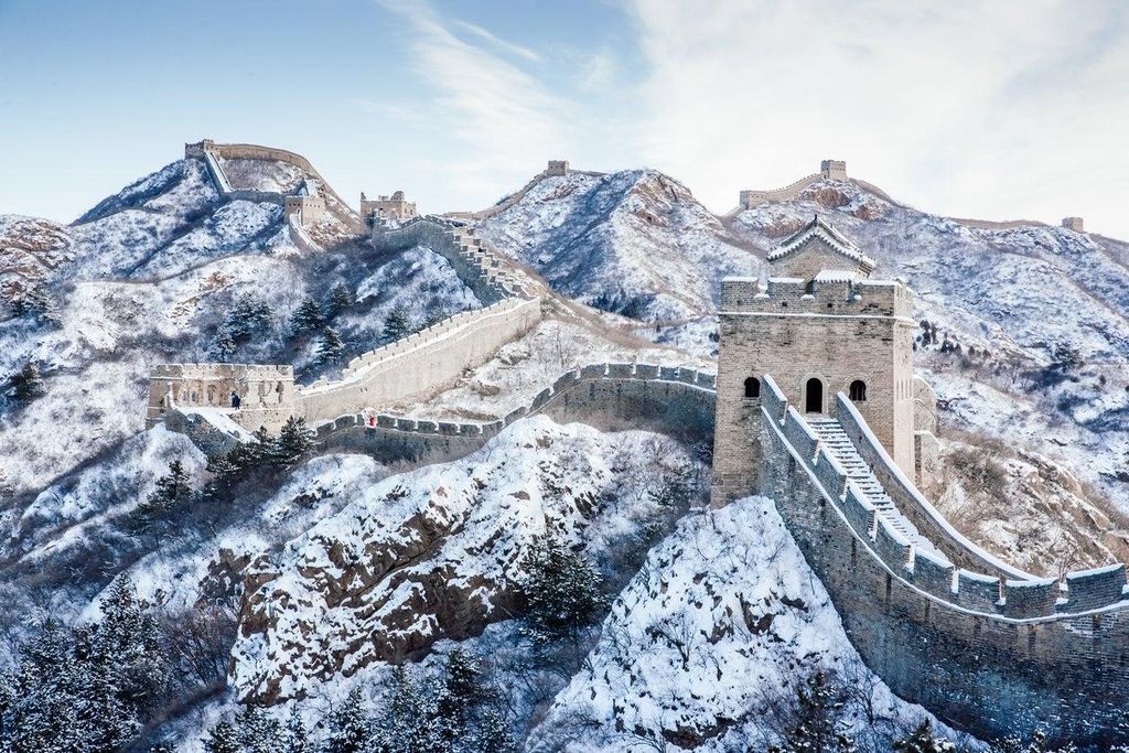 Durante los meses de invierno la nieve cubre algunas de las zonas de la Gran Muralla