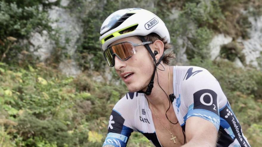 Iván García Cortina, en el Angliru en la pasada edición de la Vuelta.  |