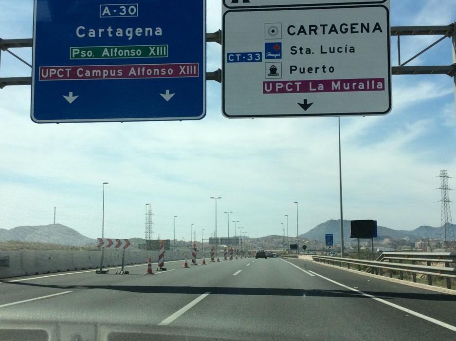 Retenciones tras el cierre del acceso a Cartagena por autovía