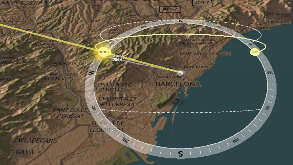 Esta será la disposición del Sol a la hora del eclipse en Barcelona.