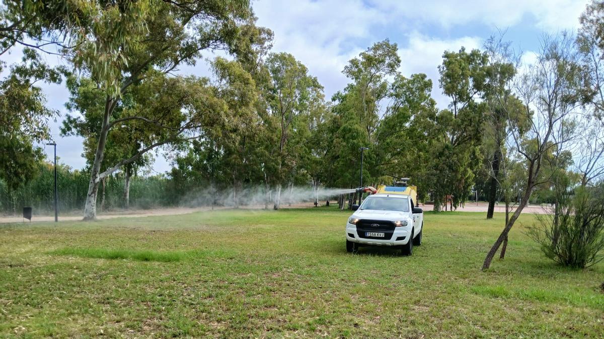 Control de mosquitos con camioneta.