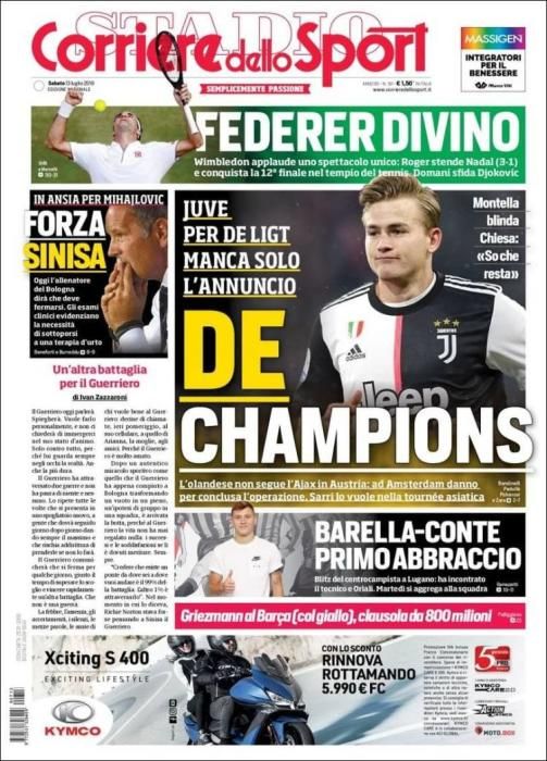 Portada CORRIERE DELLO SPORT sábado 13 julio 2019