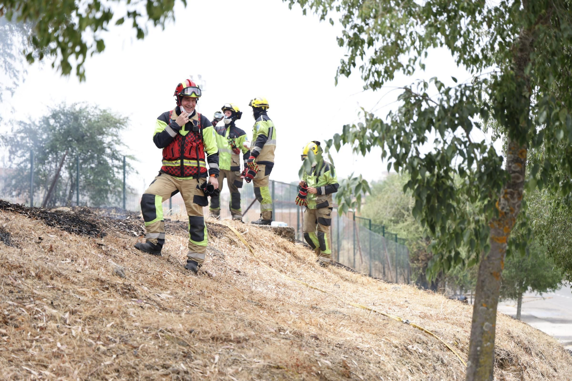 Incendio de pastos en unas pistas de fútbol de La Mejostilla