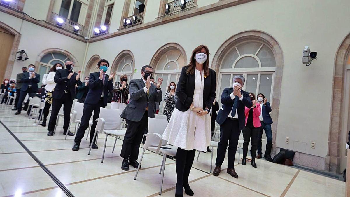 Laura Borràs, en primer terme, durant la constitució del Parlament.