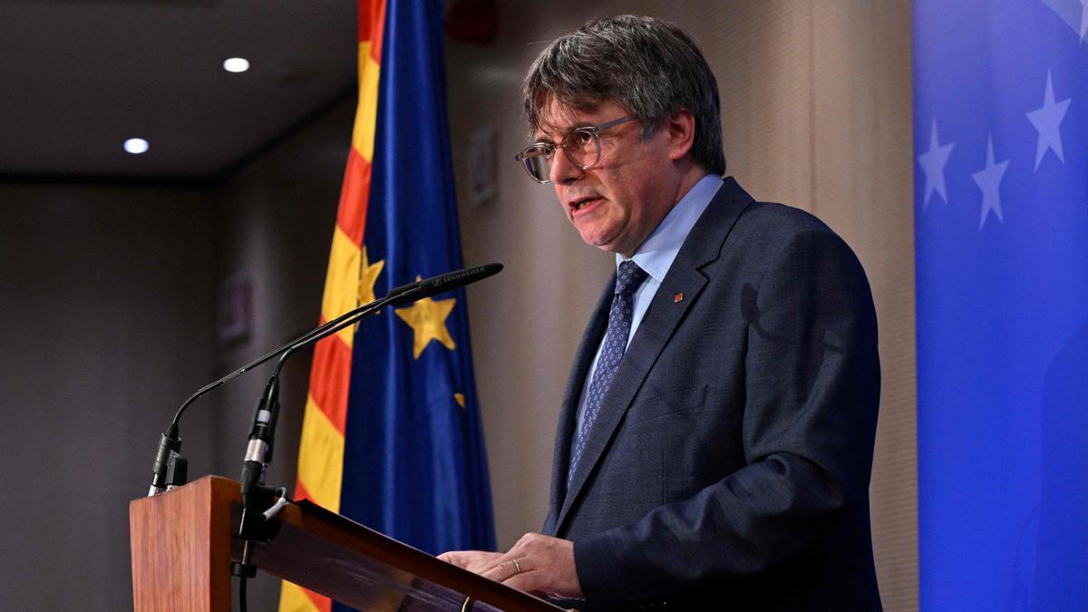 Carles Puigdemont, en su conferencia del 5 de septiembre de 2023 en Bruselas.