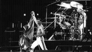 Freddy Mercury, con Queen, en Barcelona, en 1986.