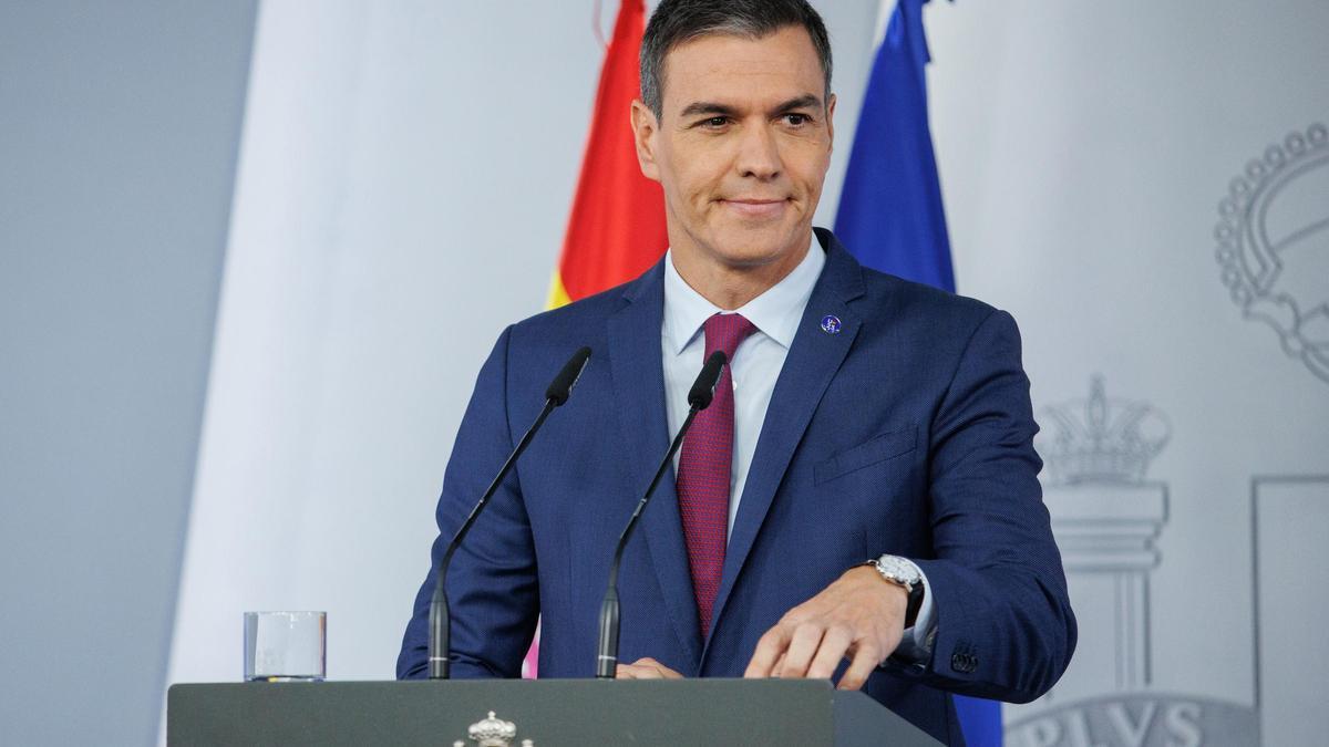 El presidente del Gobierno en funciones, Pedro Sánchez, durante una declaración institucional desde la Moncloa el pasado martes.