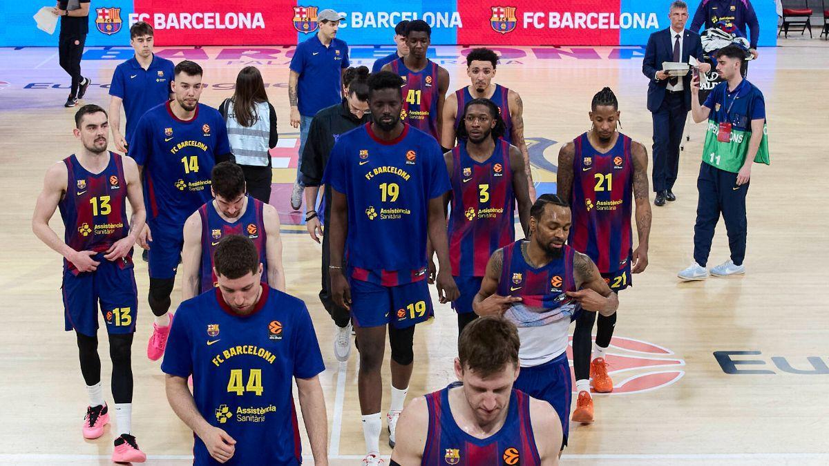 El Barça, tras un partido de Euroliga en el Palau