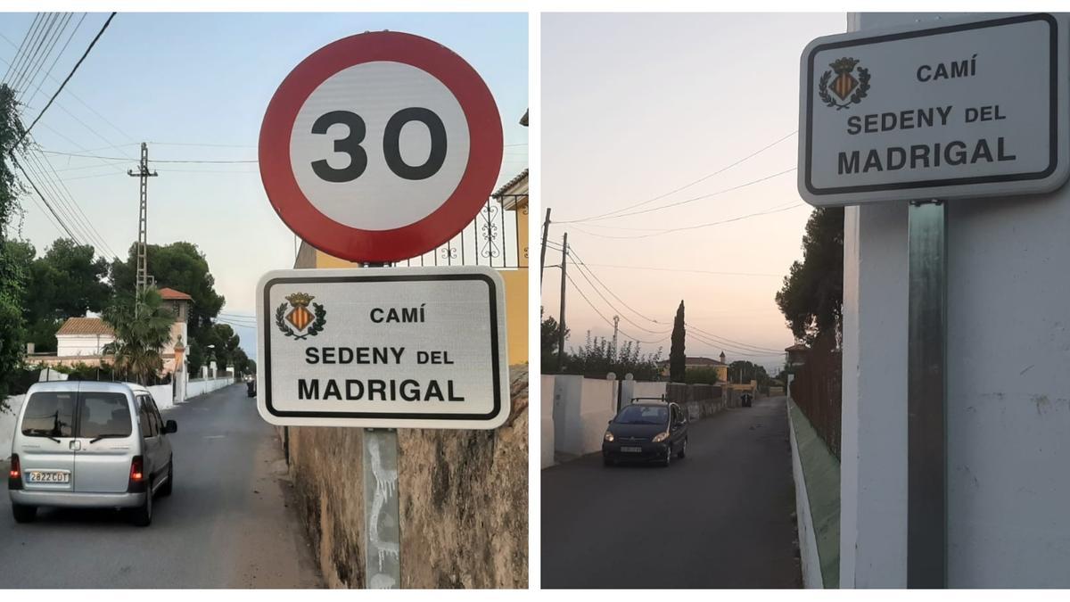 El camino Sedeny del Madrigal es uno de los primeros puntos del término municipal donde han instalado las nuevas placas de señalización e identificación.