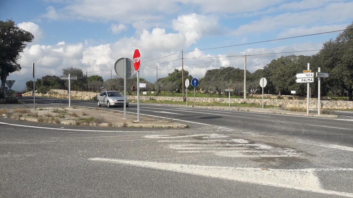 Imagen del cruce de la carretera de Costitx, un punto en el que se producen numerosos accidentes.