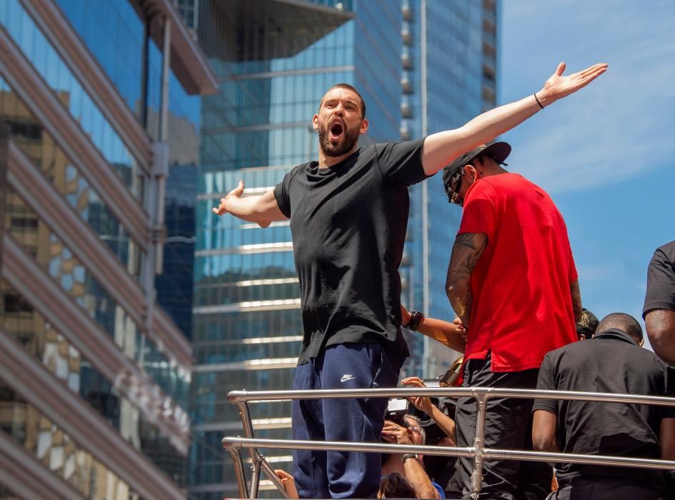 Los Raptors celebran el título de la NBA