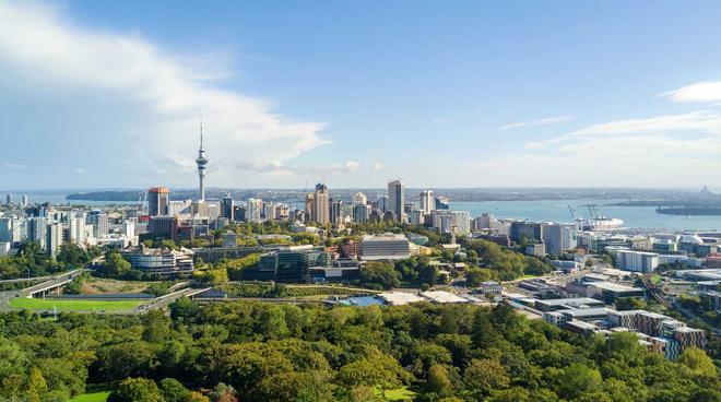 Vista área de Auckland, Nueva Zelanda