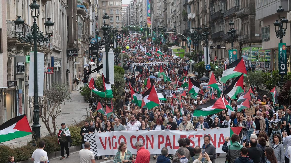 Vigo clama contra el genocidio de Israel sobre Palestina en una protesta histórica