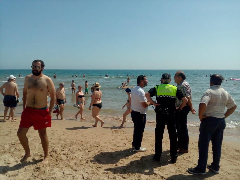 Bala de paja hallada en la playa de Gandia