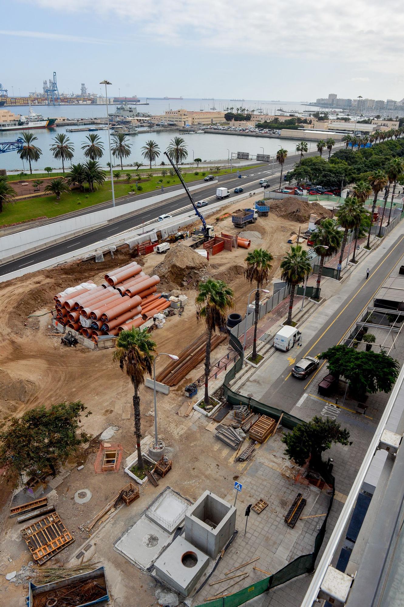 Obras de la Metroguagua en Parque Blanco