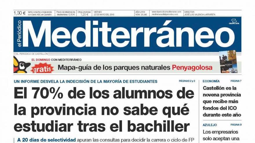 La indecisión de los estudiantes de Castellón, en la portada de Mediterráneo