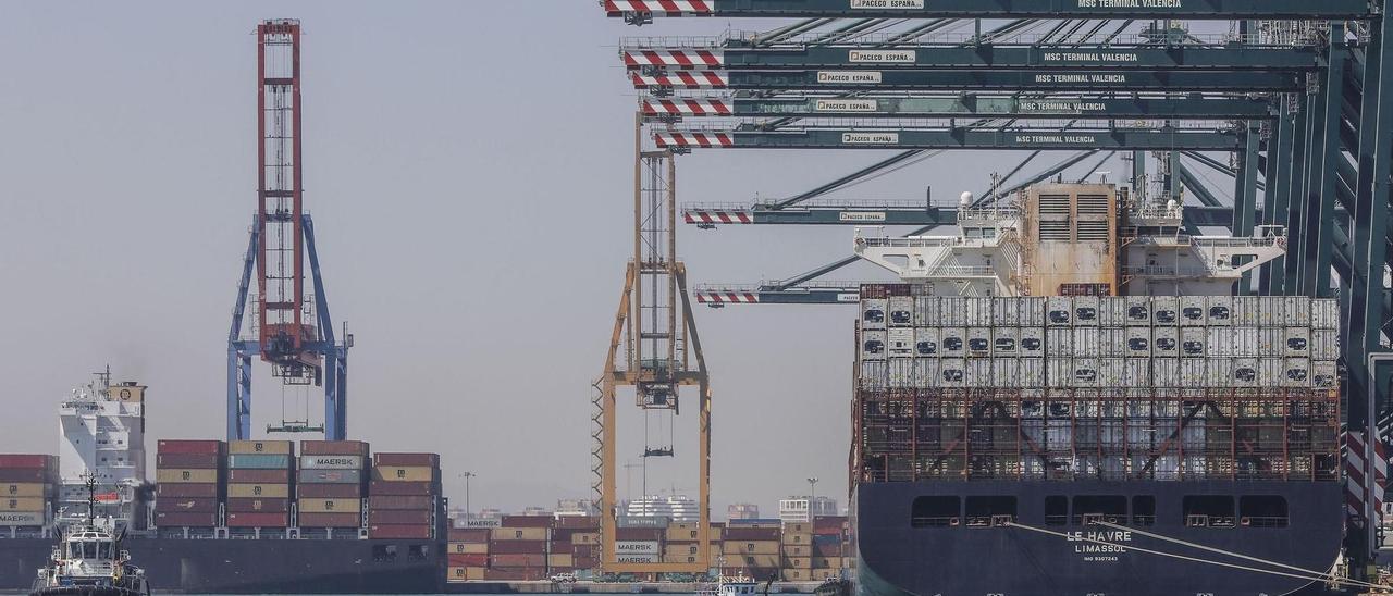 El portacontenedores 'MSC Le Havre' atracado en el puerto de València.