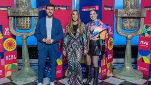  Rodrigo Vázquez, Mónica Naranjo e Inés Hernand, presentadores del Benidorm Fest 2023.