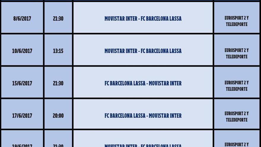 Gráfico con los partidos y horarios de la Final del Play Off. // lnfs