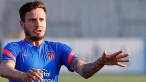 Saúl Ñíguez en un entrenamiento con el Atlético de Madrid