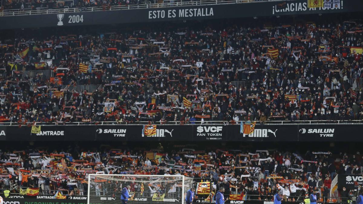 Una imagen de Mestalla en la temporada 2021/22