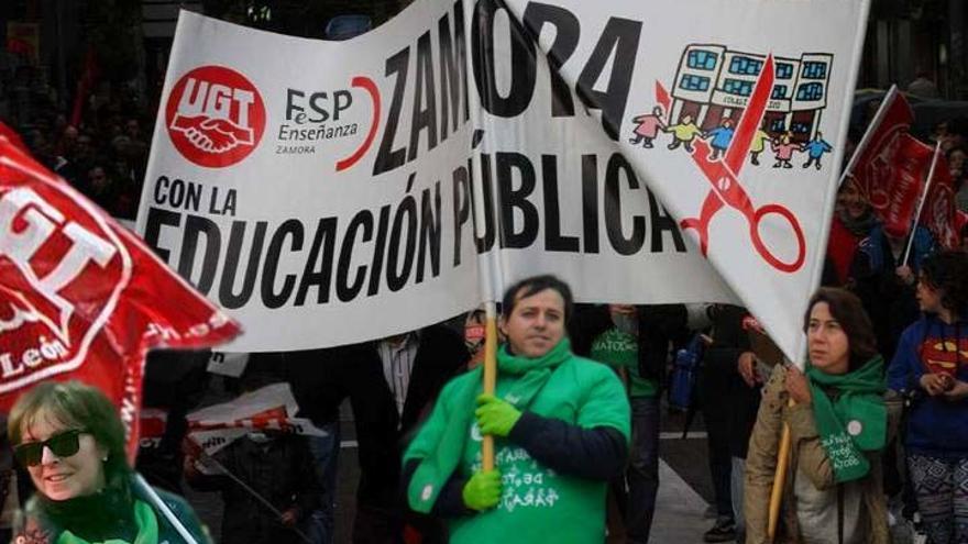 Manifestación a favor de la escuela pública en Zamora.