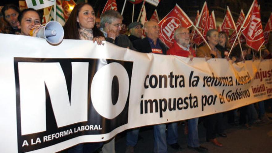 Manifestantes en la protesta de este miércoles en Málaga.